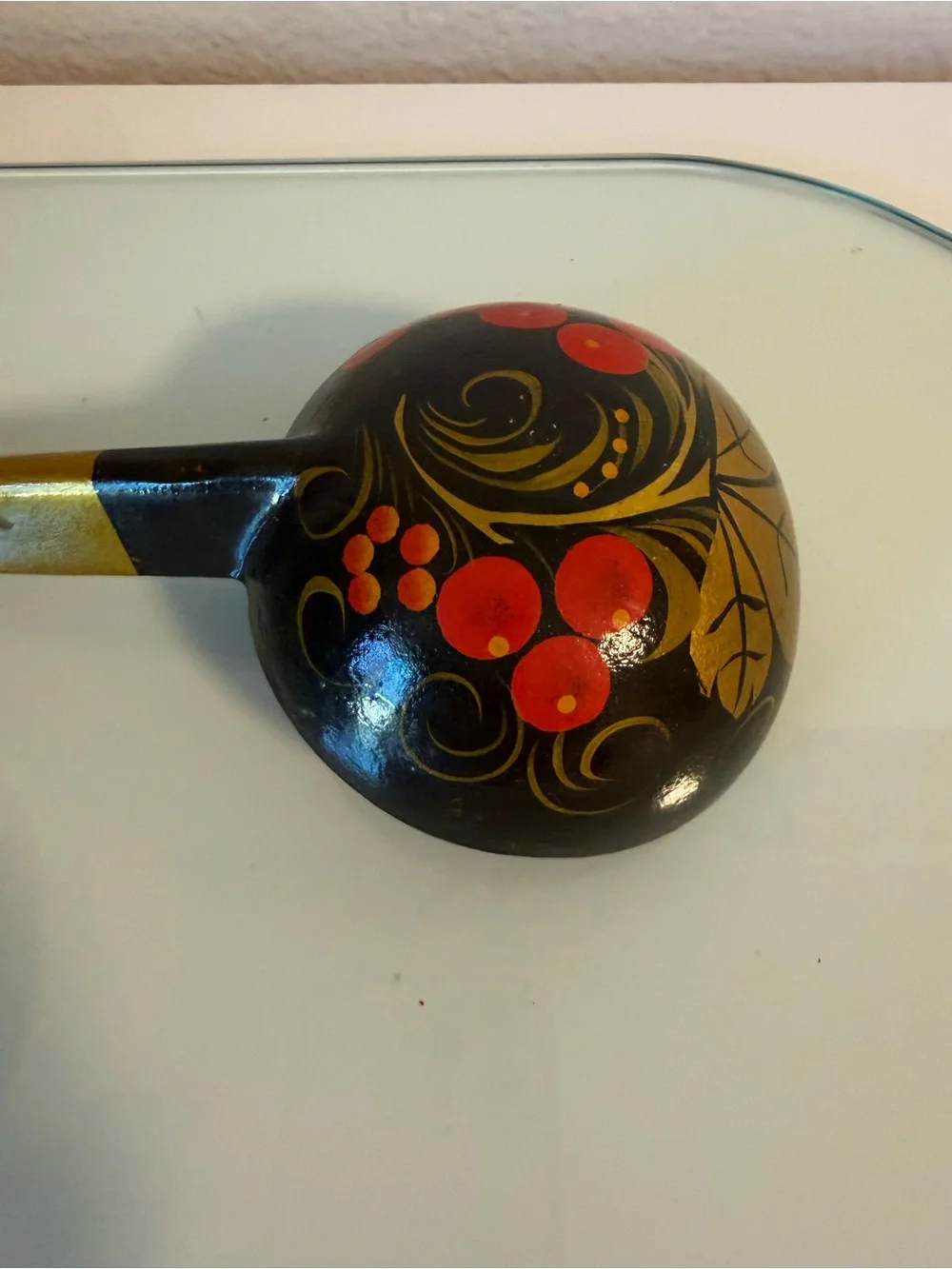 Hand-Painted Black and Red Decorative Serving Spoon